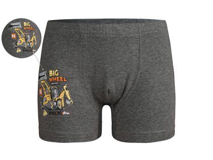 Chlapecké bavlněné boxerky, tmavě šedé, bagr