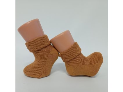 Kojenecké bavlněné ponožky přeložený lem, medové