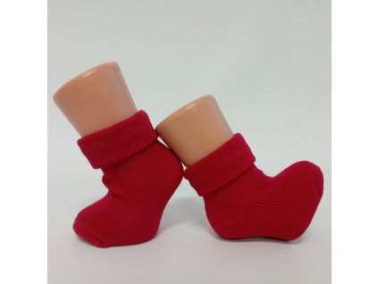 Kojenecké bavlněné ponožky červené, přeložený lem