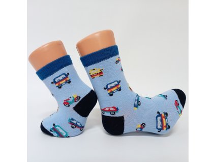 Kojenecké a dětské bavlněné ponožky auta Moto, modré