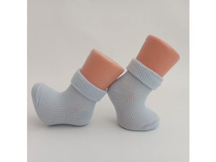Kojenecké bavlněné ponožky přeložený lem, světle modré