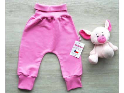 Rostoucí elastické kalhoty teplákovina, sytě růžové pink