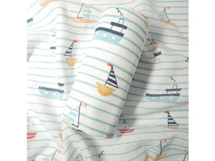 Bavlněná plena 90x100 cm, tisk - Plachetnice 1ks