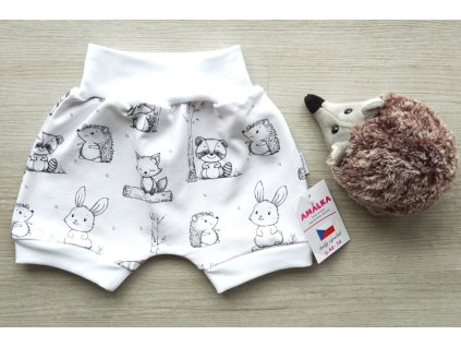 Bavlněné kraťasy baggy s elastanem, kamarádi zvířátka