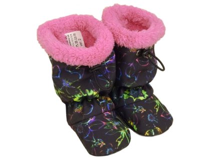 Softshellové capáčky s protiskluzem Premium Antislip, květy/růžové