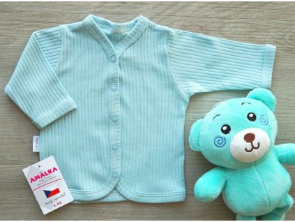 Bavlněný žebrovaný kojenecký kabátek zelený, Mojito