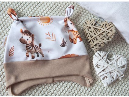 Elastická čepička teplákovina, zvířátka Safari