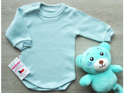 Bavlněné žebrované body dlouhý rukáv zelené, Mojito