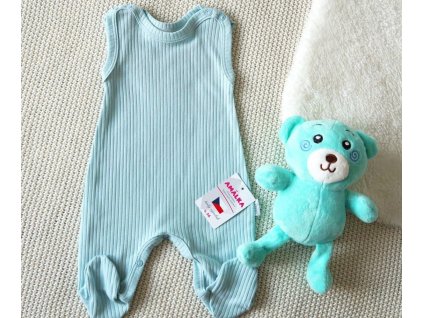 Bavlněné žebrované dupačky, zelené mojito