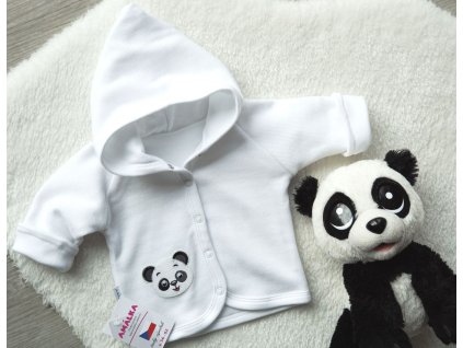 Bavlněný zateplený bílý svetřík, mikina, Panda
