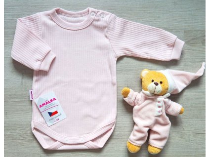 Bavlněné body žebrované, pudrově růžové - 2.jakost