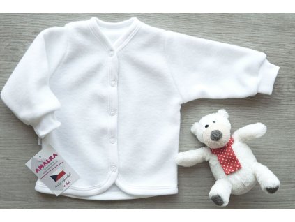 Propínací svetřík fleece, bílý