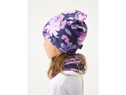 Dětská čepice fleecová Basic, Kytky obvod 45-48cm