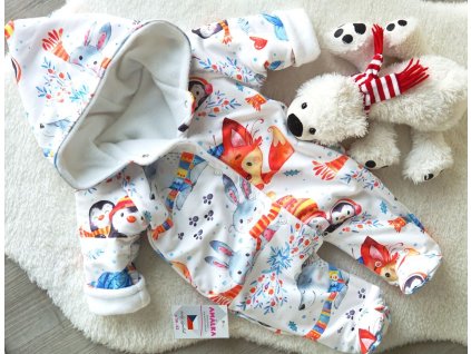 Zateplená kombinéza zvířátka v zimě, podšívka fleece