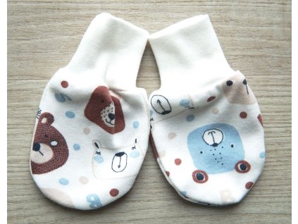 Bavlněné rukavičky pro miminko, Méďa s písmenky