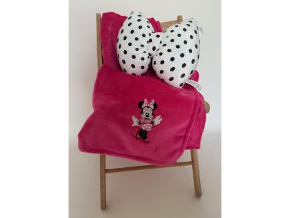 Deka mikroflanel s výšivkou Minnie, malinová