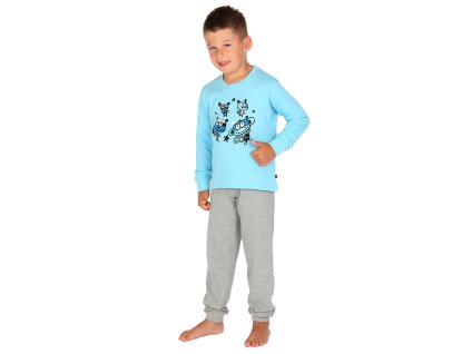 Dětské dlouhé pyžamo s potiskem, tyrkysové