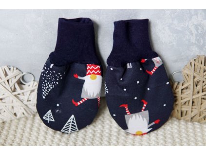 Zateplené rukavičky bez palečku, zimní skřítek