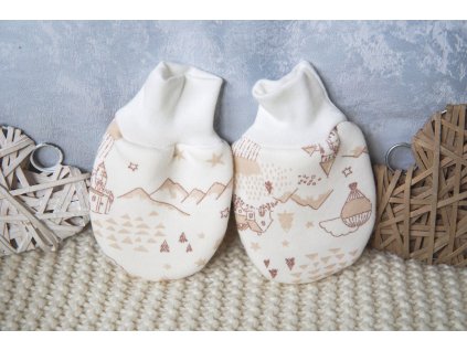 Zateplené rukavičky bez palečku, pohádková krajina