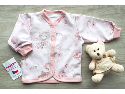 Propínací kabátek digitální teplákovina, medvědí holčička