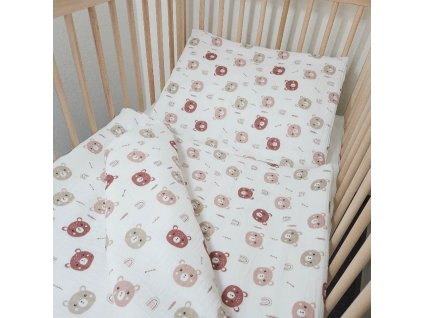 Mušelínové povlečení do postýlky, méďa šíp, 90x130+45x60