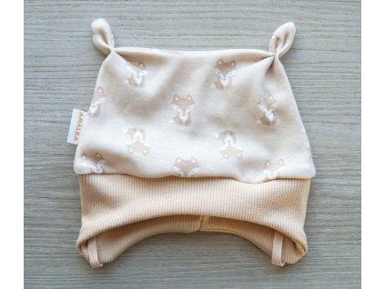 Bavlněná čepička malá liška, oříšková