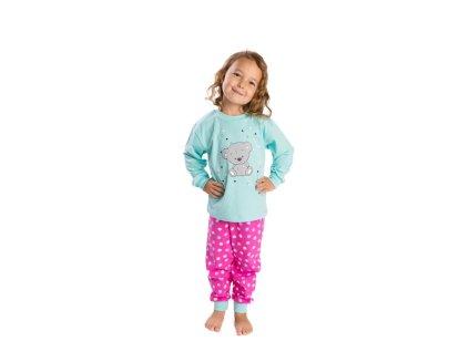 Dětské pyžamo dlouhý rukáv, Méďa na mátové