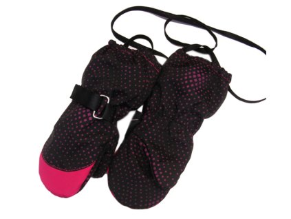 Softshellové dětské rukavice s palečkem, černorůžové