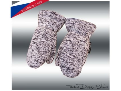Dětské rukavičky s palečkem ze svetroviny, černobílé
