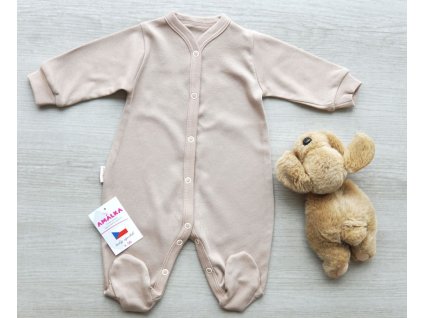 Bavlněný propínací overal, oříškový latté