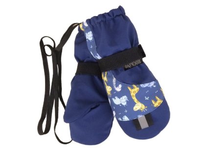 Softshellové zateplené rukavice s palečkem, modré s potiskem