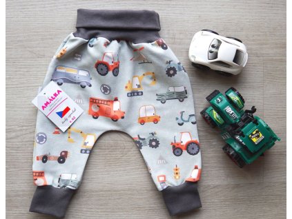 Elastické rostoucí kalhoty teplákovina, Auta