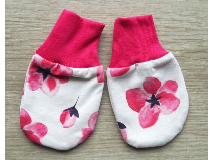 Bavlněné rukavičky, malinové květy