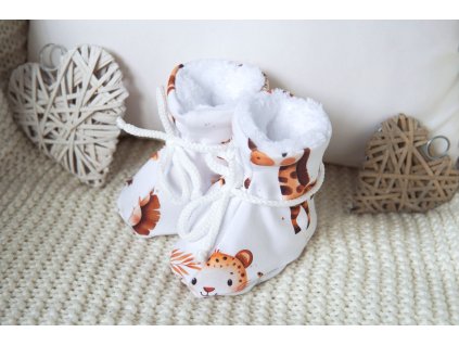Zateplené bačkůrky pro miminko, zvířátka safari