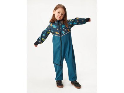 Batolecí softshellová kombinéza s fleecem Mini, Kobaltová, Dinosauři