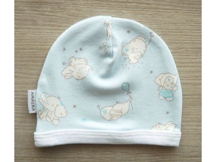 Bavlněná čepička pro miminko, sloníci