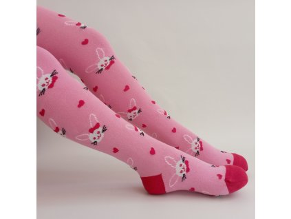 Dívčí punčocháče ISABEL se zajíčky, růžové