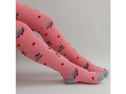 Dívčí punčocháče ISABEL se zajíčky, lososové