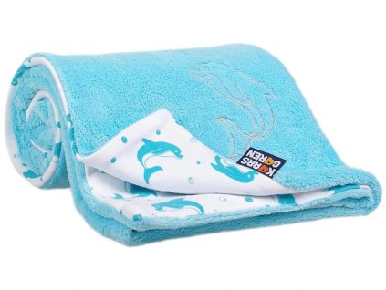 Dětská deka světlá aqua delfín Wellsoft bio-bavlna 70x100cm