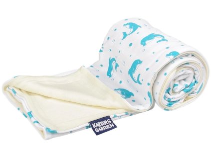 Dětská merino deka biobavlna – aqua delfín 70x100cm