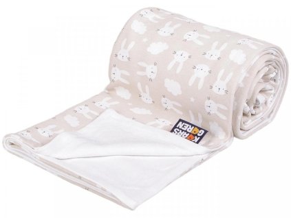 Oboustranná bambusová deka 100x150cm béžová zajíc