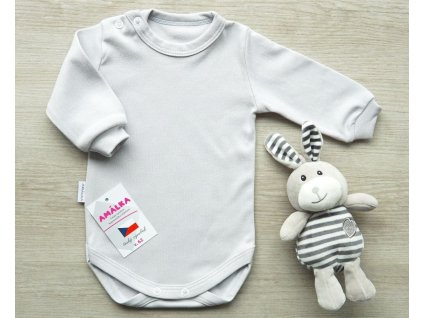 Bavlněné bodynko dlouhý rukáv, šedé 2.jakost