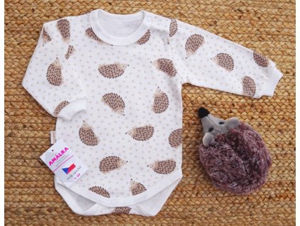 Bavlněné body dlouhý rukáv smetanové, Ježek