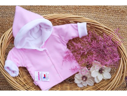 Zateplený kojenecký kabátek, růžový