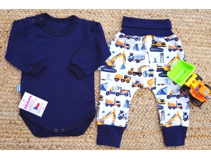 Bavlněný chlapecký komplet, Stavební Auta