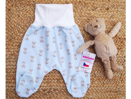 Bavlněné polodupačky světle modré, malá liška