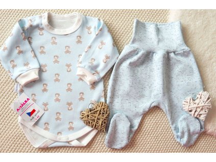 Bavlněná souprava pro miminko světle modrá, Malá Liška