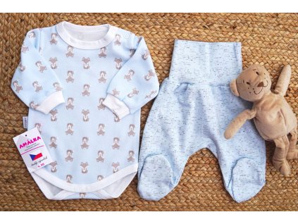 Bavlněná souprava pro miminko světle modrá, Malá Liška