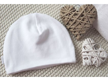 Dvojitá bavlněná čepička s elastanem, bílá