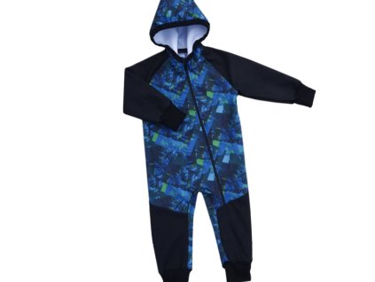 Softshellová dětská kombinéza, modročerná